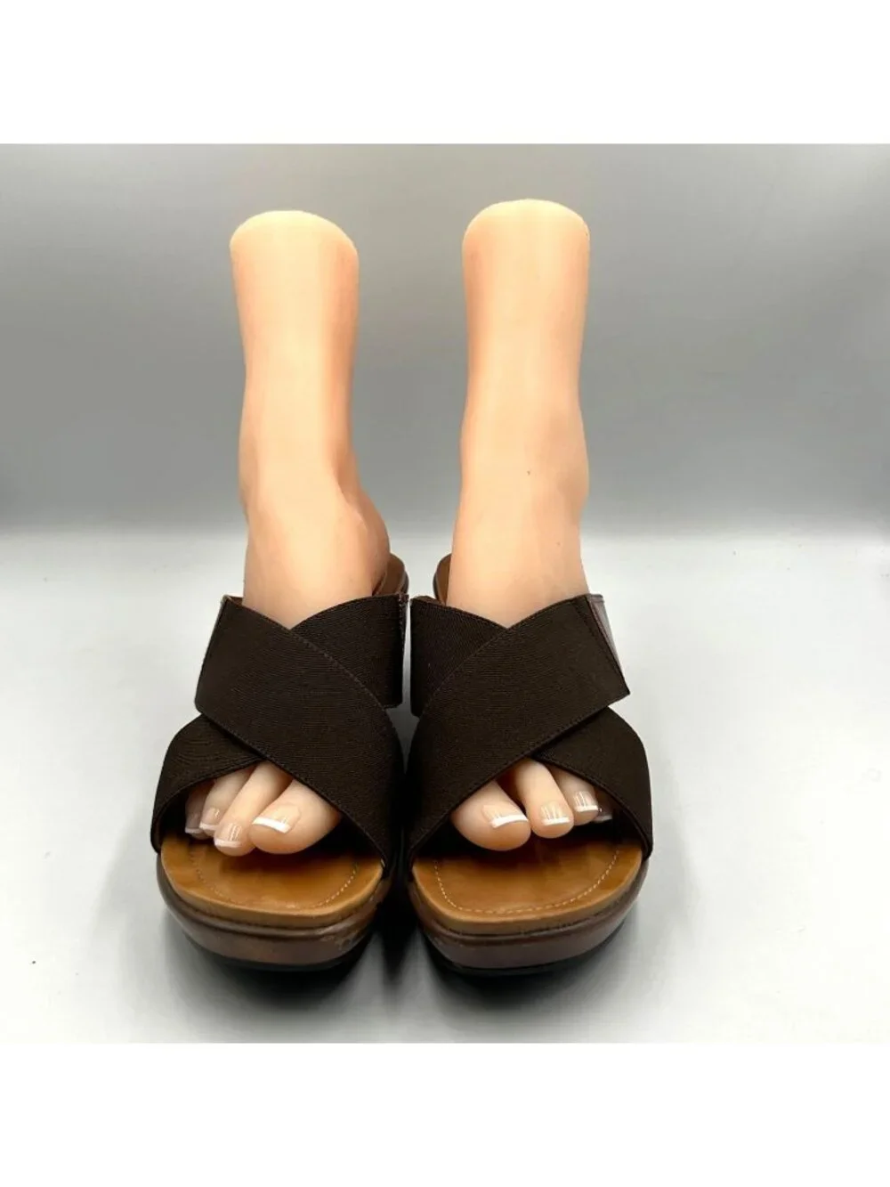 Dansko Women's Brown Stretch Fabric Ava Wedge Slide Sandals Size 10.5 (41) 3631
